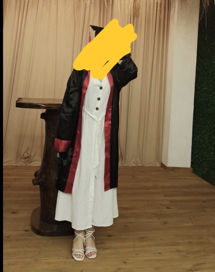 Düğmeli V Yaka krem Uzun Keten Elbise - Görsel 2