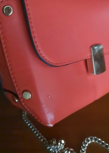 Zincir Detaylı turuncu Deri Kadın Çanta - Görsel 5