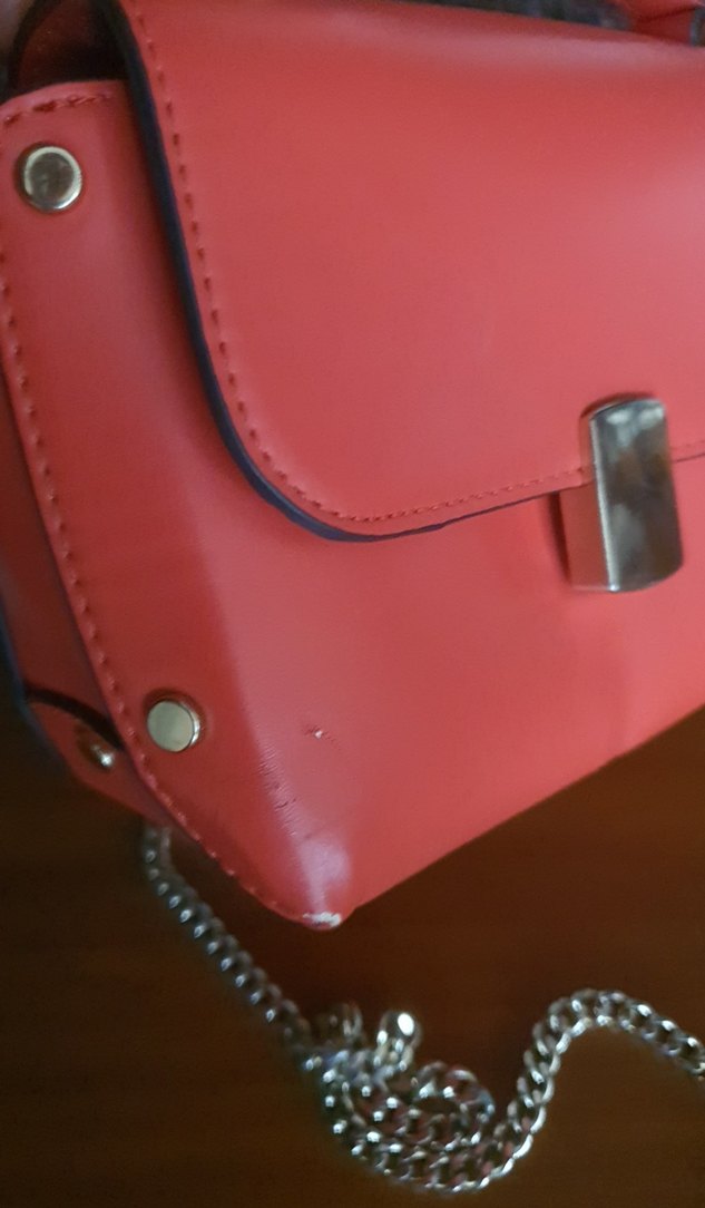 Zincir Detaylı turuncu Deri Kadın Çanta - Görsel 5