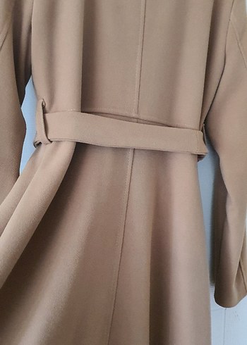 Uzun Kemerli kaşe Kadın Klasik Kaban - Görsel 3