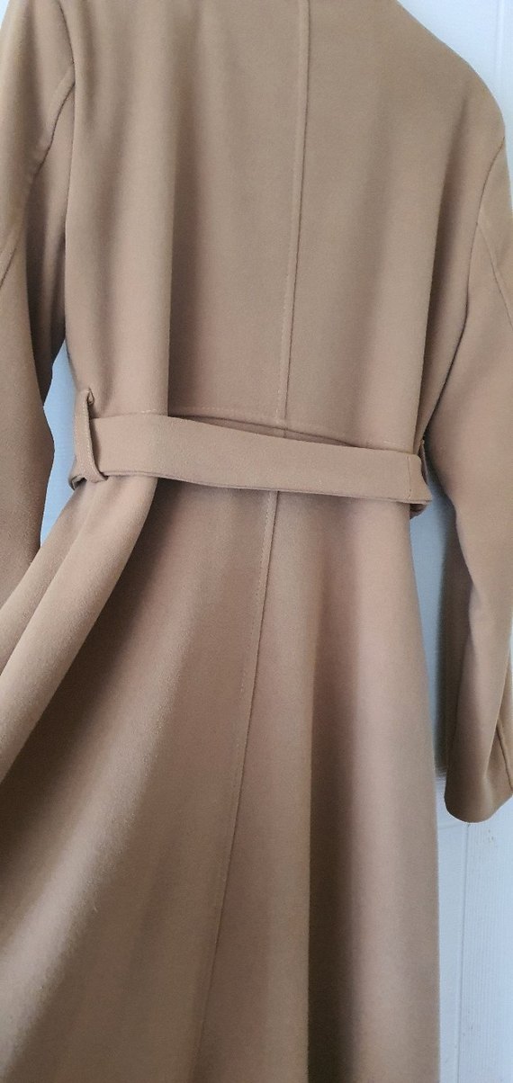 Uzun  Kemerli kaşe Kadın Klasik Kaban - Görsel 3