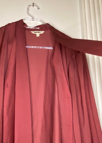 Bordo Drapeli Uzun Kollu Midi Kadın Gömlek - Görsel 4