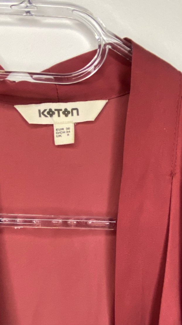 Bordo Drapeli Uzun Kollu Midi Kadın Gömlek - Görsel 5