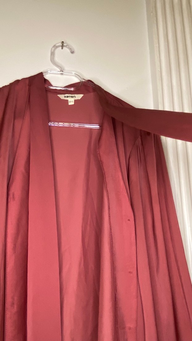 Bordo Drapeli Uzun Kollu Midi Kadın Gömlek - Görsel 4