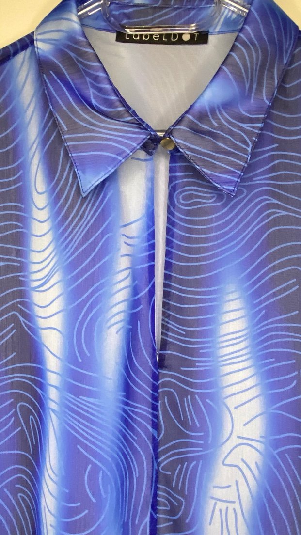 Mavi V Yaka Bağlamalı Kadın Gömlek - Görsel 2