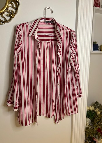 Kırmızı Çizgili Uzun Kollu Bohem Gömlek - Görsel 3