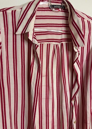 Kırmızı Çizgili Uzun Kollu Bohem Gömlek - Görsel 2