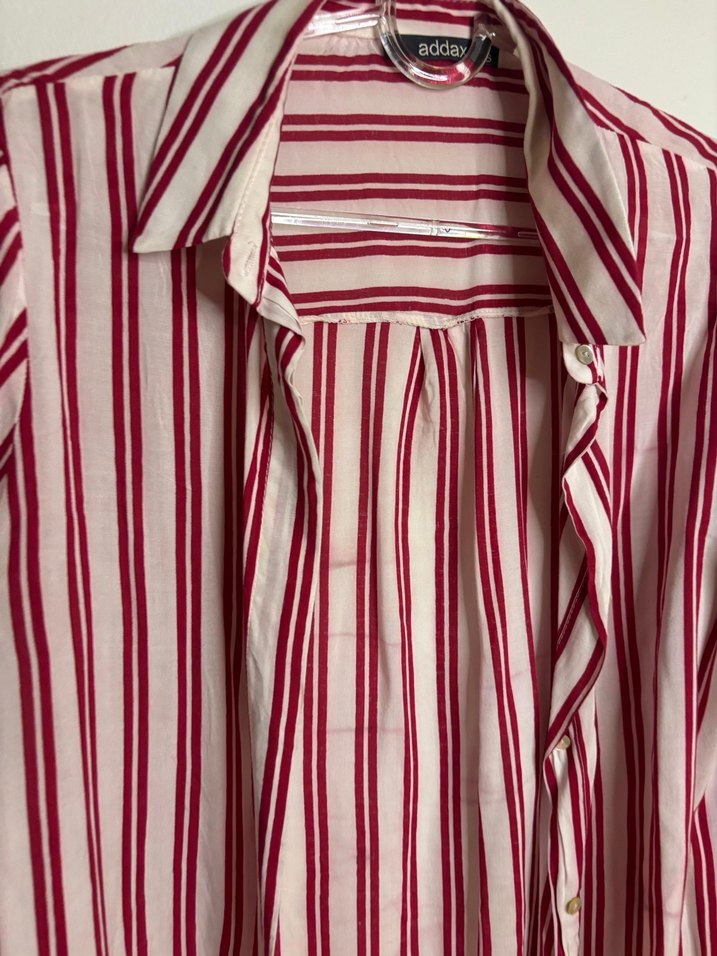 Kırmızı Çizgili Uzun Kollu Bohem Gömlek - Görsel 2