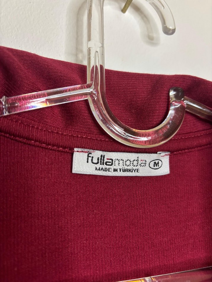 Bordo Midi Kolsuz Polo Yaka Elbise - Görsel 3