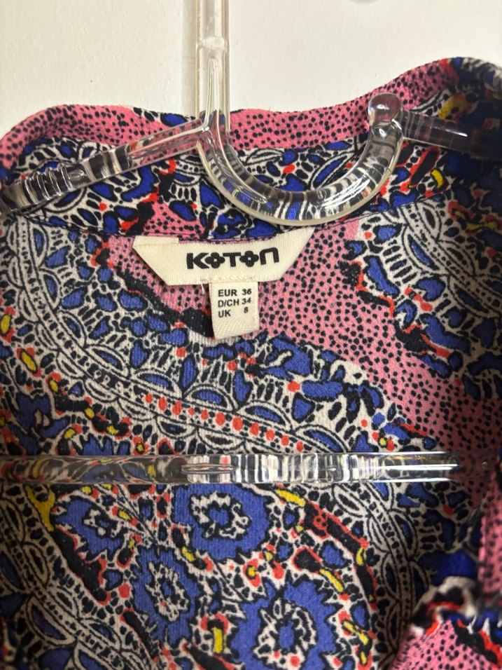 Bohem Çok Renkli Desenli Düğmeli Uzun Kollu Gömlek - Görsel 4