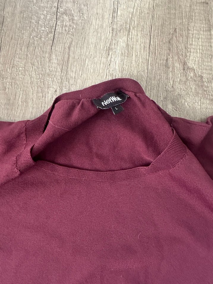 Bordo Erkek Kısa Kollu Basic Tişört - Görsel 2