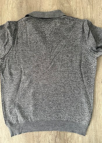 Gri Örgü Polo Yaka Erkek Kazak - Görsel 4