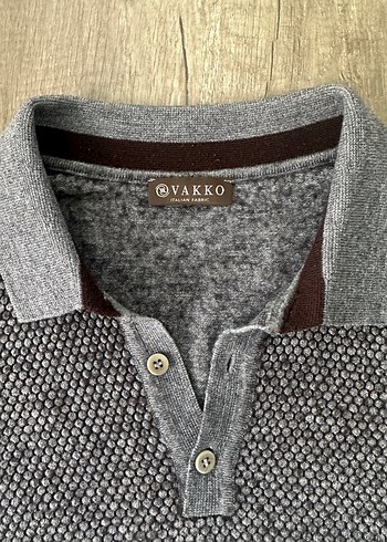 Gri Örgü Polo Yaka Erkek Kazak - Görsel 2