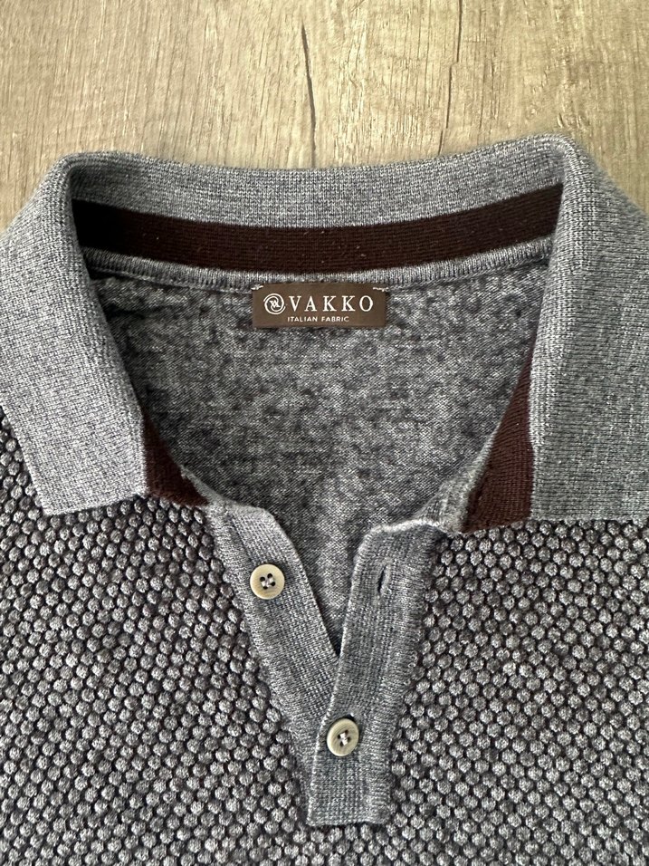 Gri Örgü Polo Yaka Erkek Kazak - Görsel 2