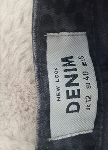 New Look Mini leopar desenli kot etek 