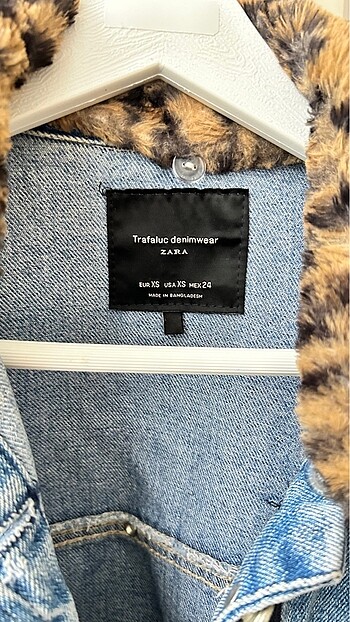 Zara leopar detaylı kot ceket - Görsel 3