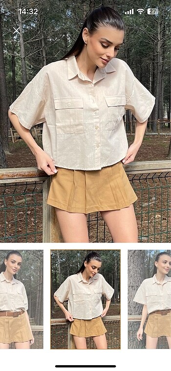 Trendyol & Milla KETEN CROP GÖMLEK