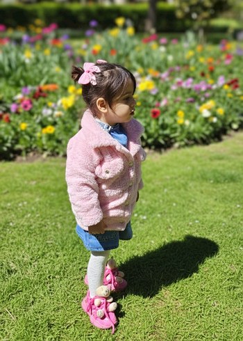 Kız Çocuk Pembe Kapüşonlu Rahat Ceket - Görsel 2