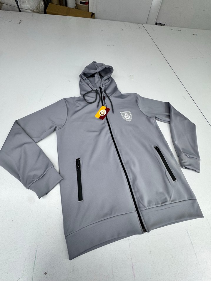 Gri Erkek Kapüşonlu Fermuarlı Sweatshirt - Görsel 2