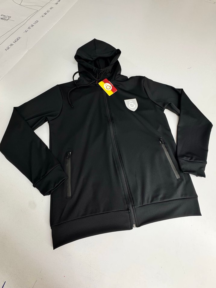 Erkek Siyah Kapüşonlu Fermuarlı SweatShirt - Görsel 2