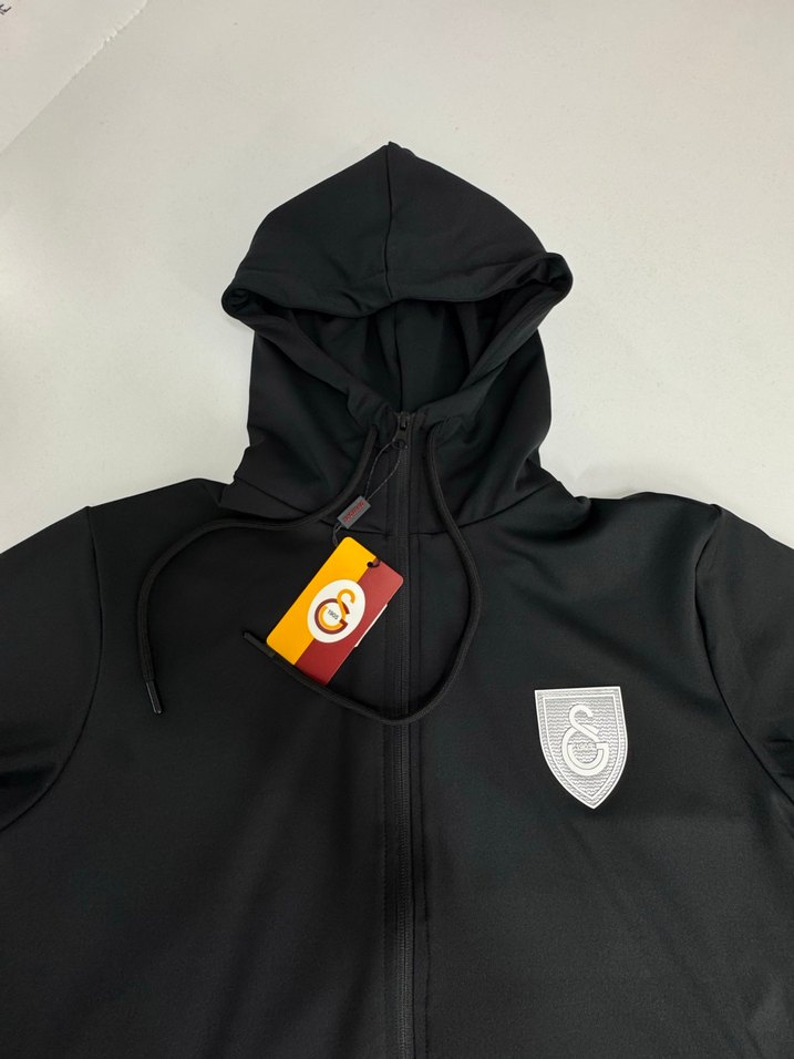 Erkek Siyah Kapüşonlu Fermuarlı SweatShirt - Görsel 5