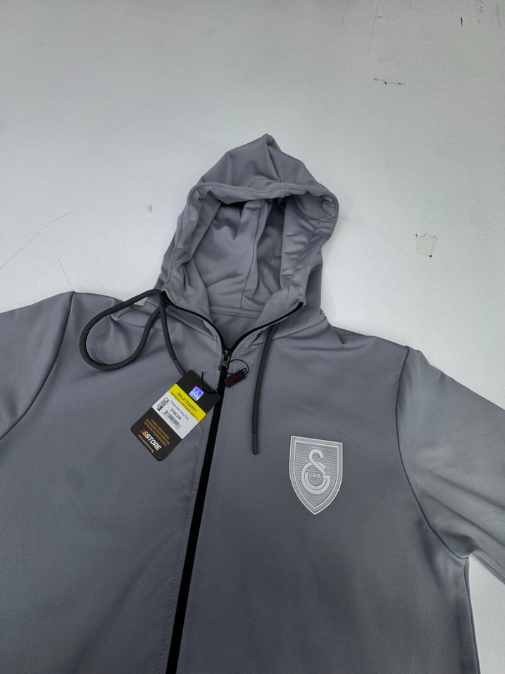 Erkek Gri Kapüşonlu Fermuarlı Sweatshirt - Görsel 4