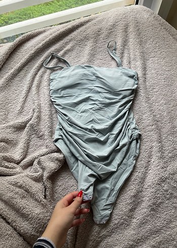 bebek mavisi Drapeli İnce Askılı üst - Görsel 3