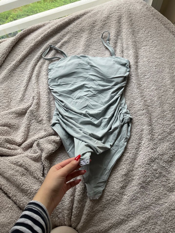 bebek mavisi Drapeli İnce Askılı üst - Görsel 2