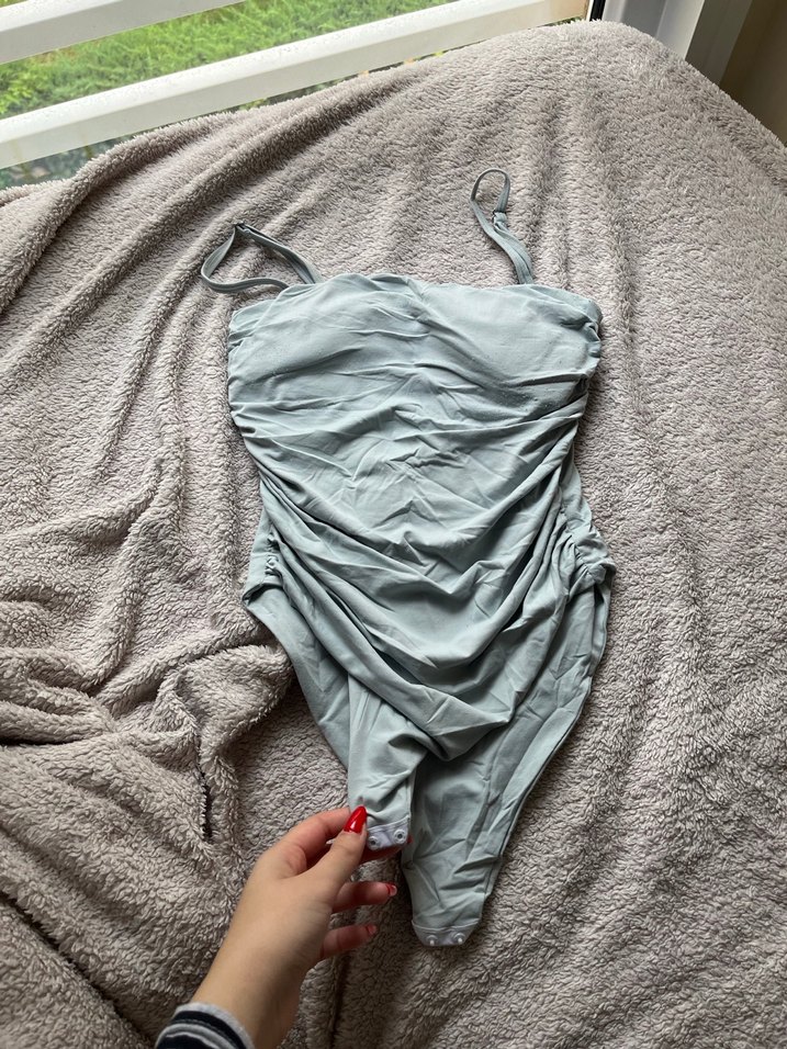 bebek mavisi Drapeli İnce Askılı üst - Görsel 3