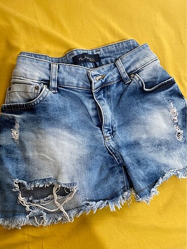 s Beden mavi Renk sorunsuz kısa denim şort