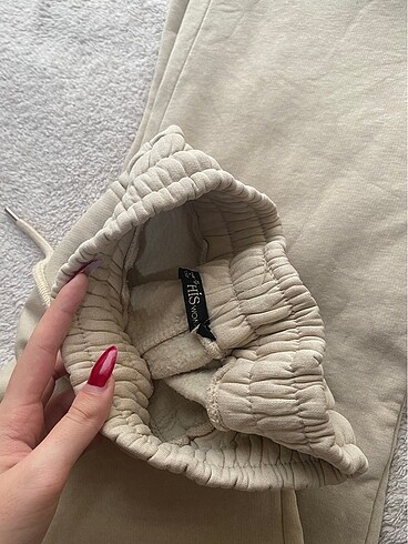 m Beden krem lastikli polarlı eşofman altı