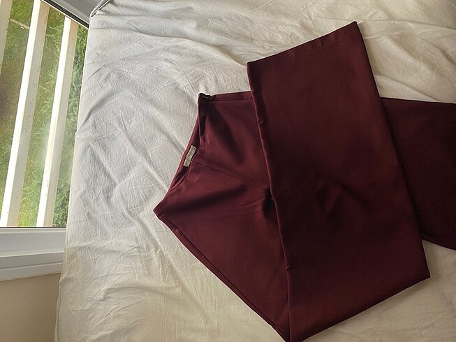 Mudo bordo mudo geniş paça kumaş moda