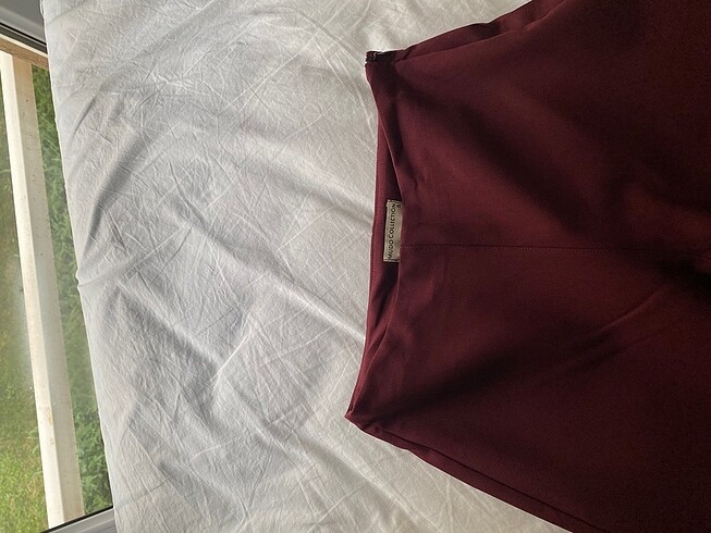 s Beden bordo mudo geniş paça kumaş moda
