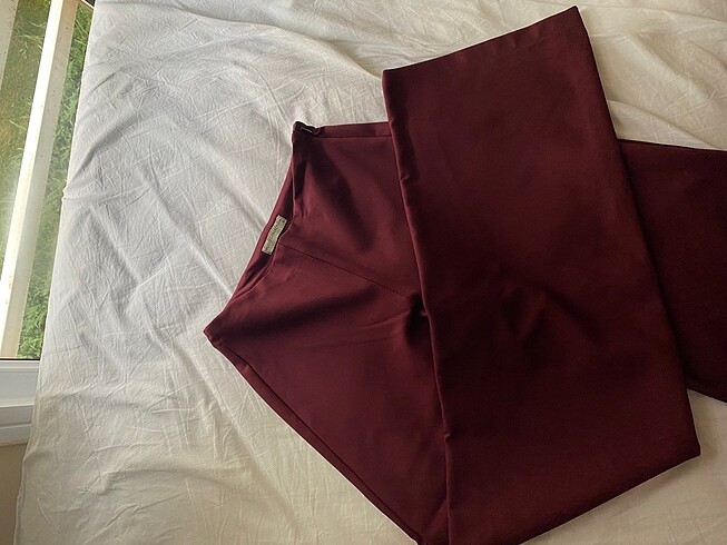 s Beden bordo Renk bordo mudo geniş paça kumaş moda