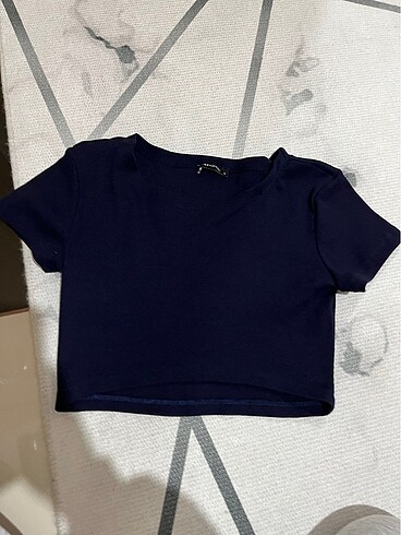 Trendyol & Milla lacivert mini üst kısa tshirt tişört