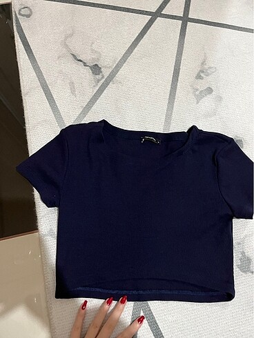 m Beden lacivert mini üst kısa tshirt tişört