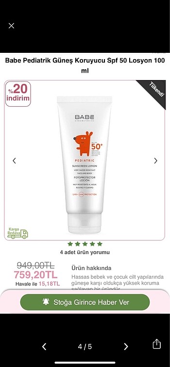 Babe çocuk güneş kremi ve vücut sütü - Görsel 4