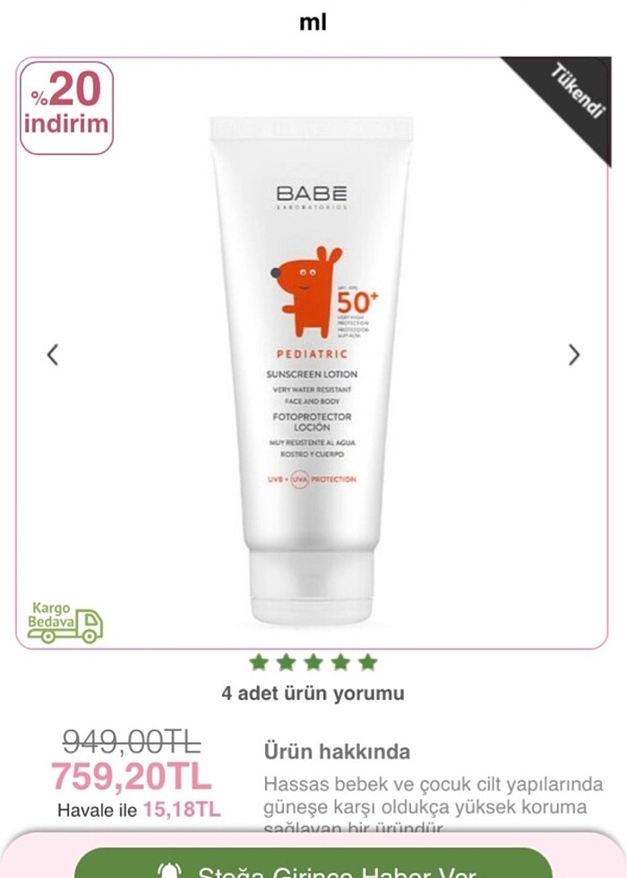 Babe çocuk güneş kremi ve vücut sütü - Görsel 4