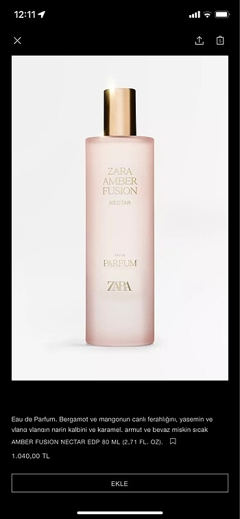 Zara Zara amber fusion