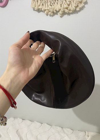 Kahverengi Deri Fermuarlı Minimalist Çanta - Görsel 2