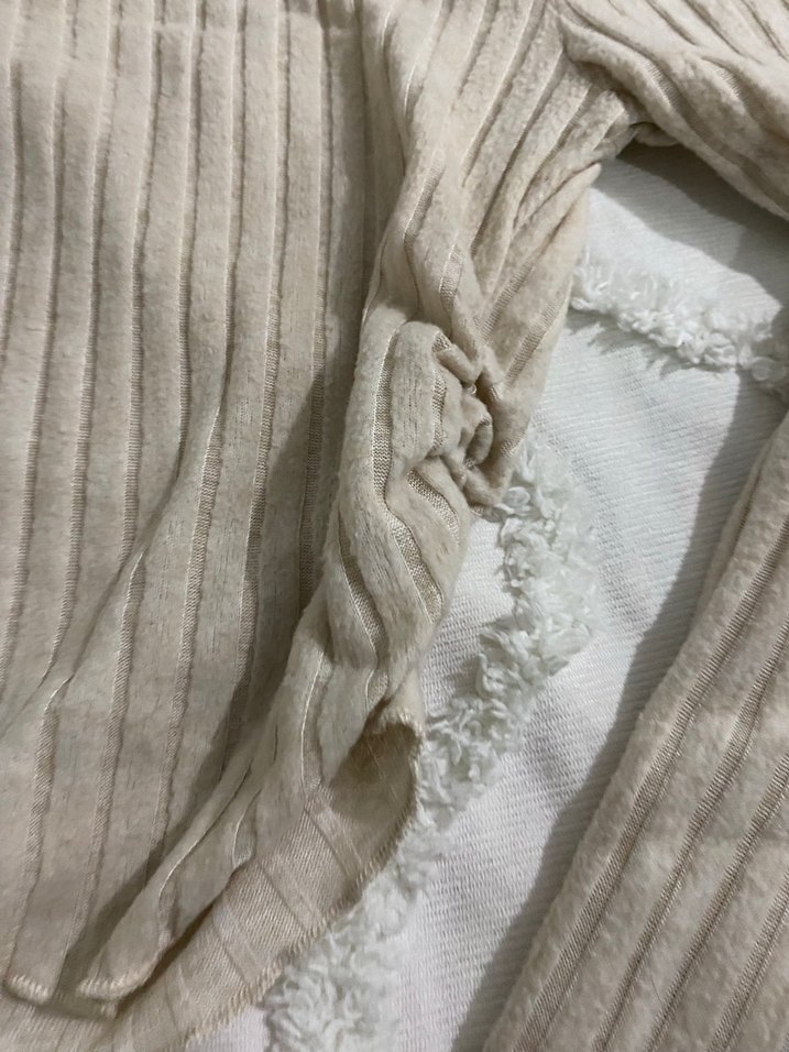 Bej Kadın Triko Uzun Kollu Bluz - Görsel 3