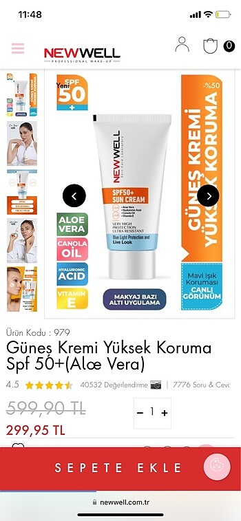  Beden 50spf güneş kremi