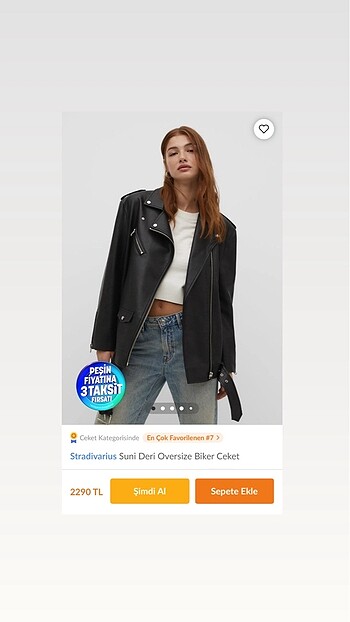 Stradivarius Suni Deri Oversize Biker Ceket
