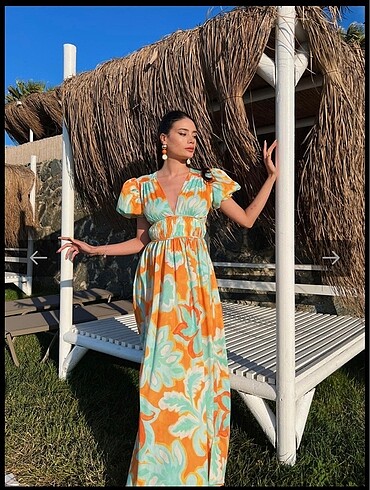 ESRA HELVACI MİNT YEŞİLİ ÇİÇEKLİ BEL LASTİK ELBİSE