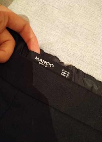 42 Beden siyah Renk Mango paça detaylı kumaş pantolon