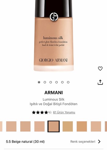 Giorgio Armani Luminous Silk Fondöten 5.5 Beige - Görsel 4