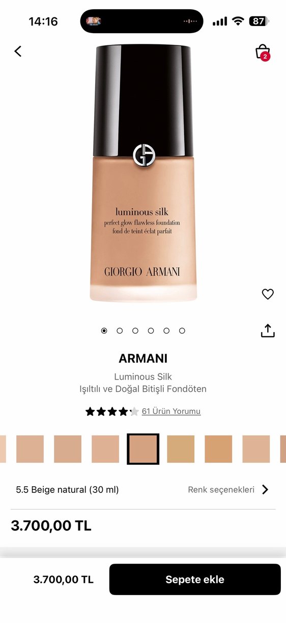 Giorgio Armani Luminous Silk Fondöten 5.5 Beige - Görsel 4