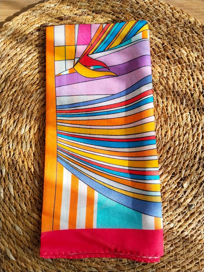 Renkli Vual İpek Kadın Fuları - Görsel 2