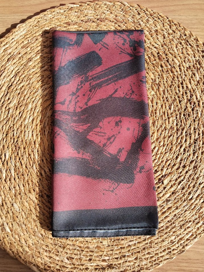 Bordo İpek Görünümlü Bohem Kadın Fular - Görsel 3