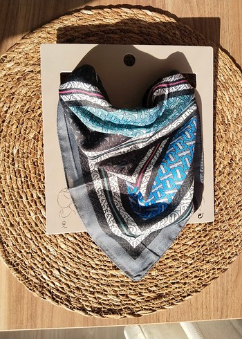 Bohem Tarzda Mavi Gri Kadın Fular - Görsel 2